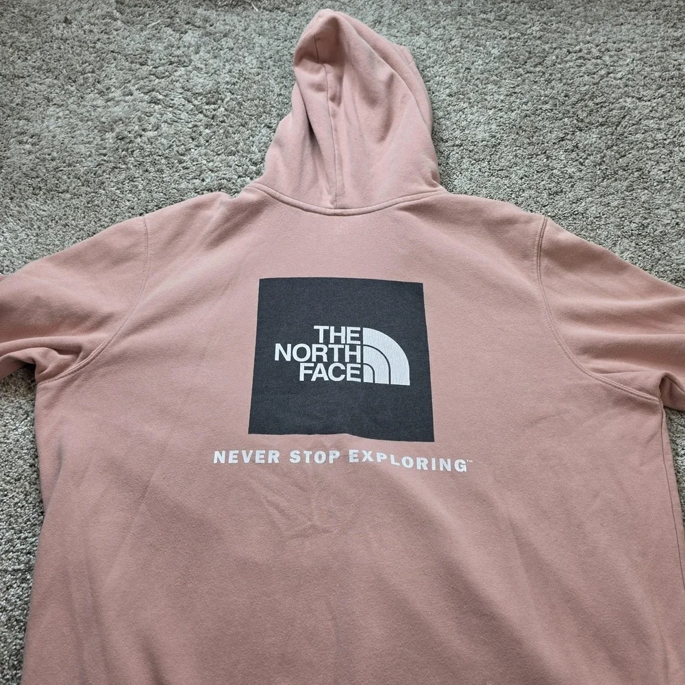 The North Face Hoodie Mens XL Pink Pullover Fleece Hooded Pockets Drawstring
